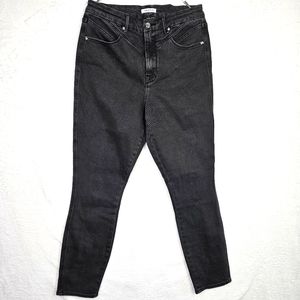 Good American Good Curve 14/32  Hi-Rise  Denim Jean Black Yoke Skinny Mom Taper